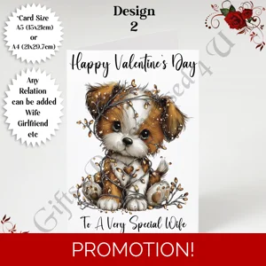 A5 or A4 Personalised Card - Happy Valentine's Day - Dog - Any Relation - D.2