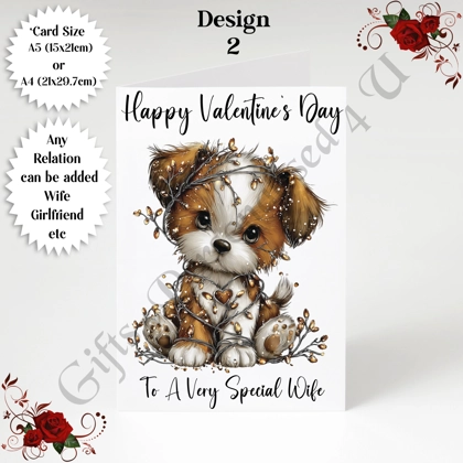 A5 or A4 Personalised Card - Happy Valentine's Day - Dog - Any Relation - D.2