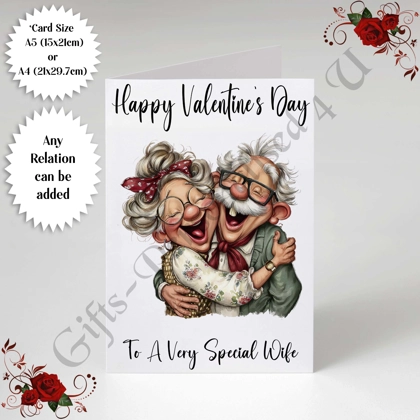 A5 or A4 Personalised Card - Happy Valentine's Day - Characters - Wife Husband etc - D.30