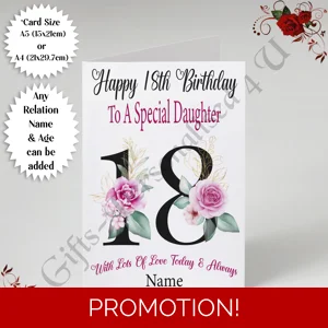 A5 or A4 Personalised Greeting Card - Flowers - Happy Birthday - Any relation / Age / Name - D.3