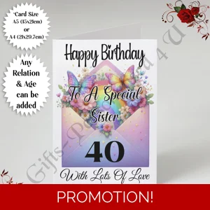 A5 or A4 Personalised Greeting Card - Happy Birthday - Any Age / Relation - D.3