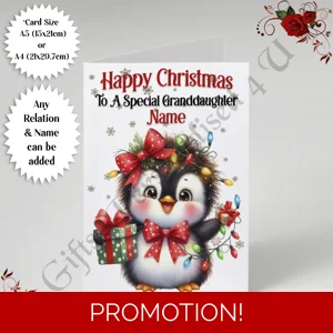A5 or A4 Personalised Card - Happy Christmas - Any Relation & Name - D.3