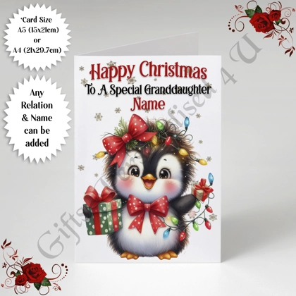 A5 or A4 Personalised Card - Happy Christmas - Any Relation & Name - D.3 A5 or A4 Personalised Card - Happy Christmas - Any Relation & Name - D.3