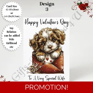 A5 or A4 Personalised Card - Happy Valentine's Day - Dog - Any Relation - D.3