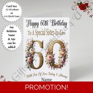A5 or A4 Personalised Greeting Card - Flowers - Happy Birthday - Any relation / Age / Name - D.4