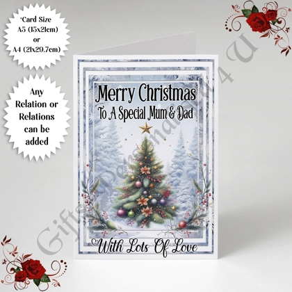 A5 or A4 Personalised Card - Merry Christmas - Christmas Tree - Any Relations - D.488 A5 or A4 Personalised Card - Merry Christmas - Christmas Tree - Any Relations - D.488