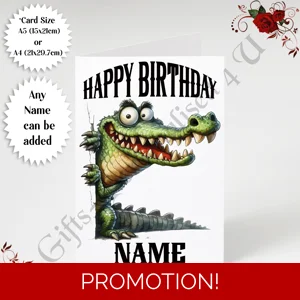 A5 or A4 Personalised Greeting Card - Happy Birthday - Humour - Quirky Peeking Animal - Name - D.4