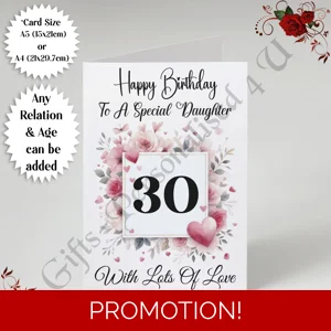 A5 or A4 Personalised Greeting Card - Happy Birthday - Any Age / Relation - D.4