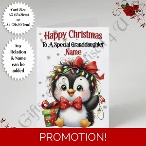A5 or A4 Personalised Card - Happy Christmas - Any Relation & Name - D.4
