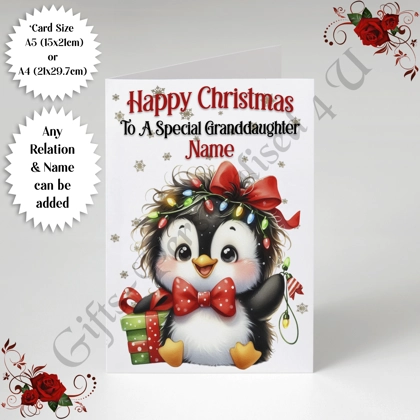 A5 or A4 Personalised Card - Happy Christmas - Any Relation & Name - D.4 A5 or A4 Personalised Card - Happy Christmas - Any Relation & Name - D.4