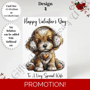 A5 or A4 Personalised Card - Happy Valentine's Day - Dog - Any Relation - D.4