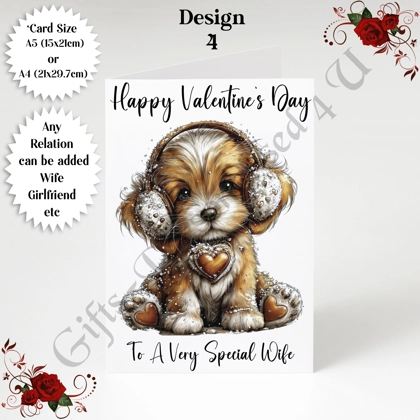 A5 or A4 Personalised Card - Happy Valentine's Day - Dog - Any Relation - D.4