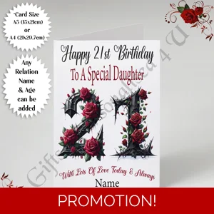 A5 or A4 Personalised Greeting Card - Flowers - Happy Birthday - Any relation / Age / Name - D.5
