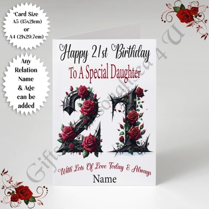 A5 or A4 Personalised Greeting Card - Flowers - Happy Birthday - Any relation / Age / Name - D.5