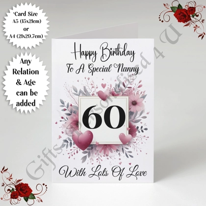 A5 or A4 Personalised Greeting Card - Happy Birthday - Any Age / Relation - D.5 A5 or A4 Personalised Greeting Card - Happy Birthday - Any Age / Relation - D.5