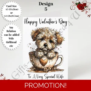 A5 or A4 Personalised Card - Happy Valentine's Day - Dog - Any Relation - D.5
