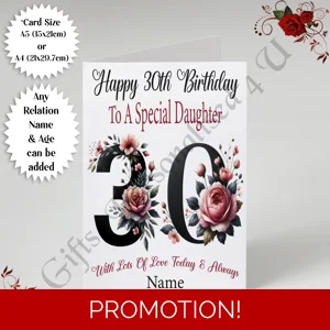 A5 or A4 Personalised Greeting Card - Flowers - Happy Birthday - Any relation / Age / Name - D.6