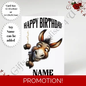 A5 or A4 Personalised Greeting Card - Happy Birthday - Humour - Quirky Peeking Animal - Name - D.6