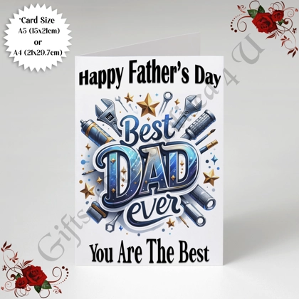 A5 or A4 Designed Greeting Card - Happy Father's Day - Dad - D.6 A5 or A4 Designed Greeting Card - Happy Father's Day - Dad - D.6