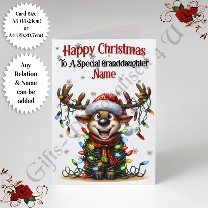 A5 or A4 Personalised Card - Happy Christmas - Any Relation & Name - D.6 A5 or A4 Personalised Card - Happy Christmas - Any Relation & Name - D.6