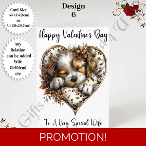 A5 or A4 Personalised Card - Happy Valentine's Day - Dog - Any Relation - D.6