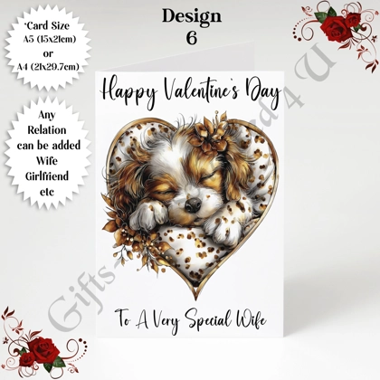 A5 or A4 Personalised Card - Happy Valentine's Day - Dog - Any Relation - D.6