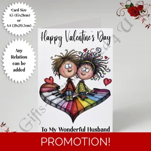 A5 or A4 Personalised Card - Happy Valentine's Day - Characters - Wife Husband etc - D.6