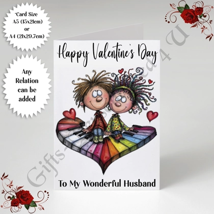 A5 or A4 Personalised Card - Happy Valentine's Day - Characters - Wife Husband etc - D.6