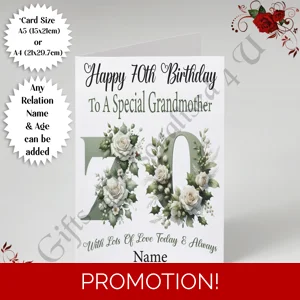 A5 or A4 Personalised Greeting Card - Flowers - Happy Birthday - Any relation / Age / Name - D.7