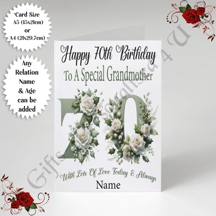 A5 or A4 Personalised Greeting Card - Flowers - Happy Birthday - Any relation / Age / Name - D.7