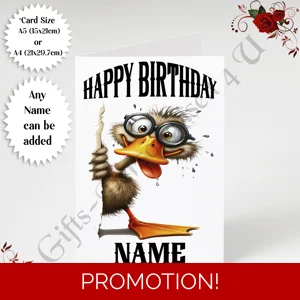 A5 or A4 Personalised Greeting Card - Happy Birthday - Humour - Quirky Peeking Animal - Name - D.7
