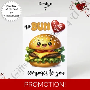 A5 or A4 Greeting Card - Valentine's Day / Love - Food Puns - Humour - D.7