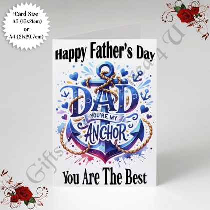 A5 or A4 Designed Greeting Card - Happy Father's Day - Dad - D.7 A5 or A4 Designed Greeting Card - Happy Father's Day - Dad - D.7