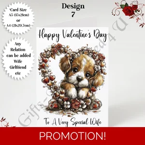 A5 or A4 Personalised Card - Happy Valentine's Day - Dog - Any Relation - D.7