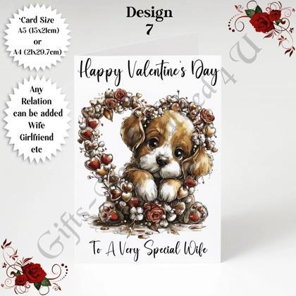 A5 or A4 Personalised Card - Happy Valentine's Day - Dog - Any Relation - D.7
