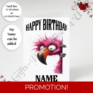 A5 or A4 Personalised Greeting Card - Happy Birthday - Humour - Quirky Peeking Animal - Name - D.8