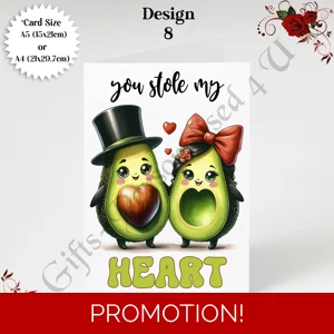 A5 or A4 Greeting Card - Valentine's Day / Love - Food Puns - Humour - D.8