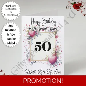 A5 or A4 Personalised Greeting Card - Happy Birthday - Any Age / Relation - D.8