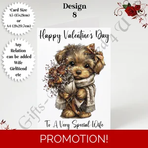 A5 or A4 Personalised Card - Happy Valentine's Day - Dog - Any Relation - D.8