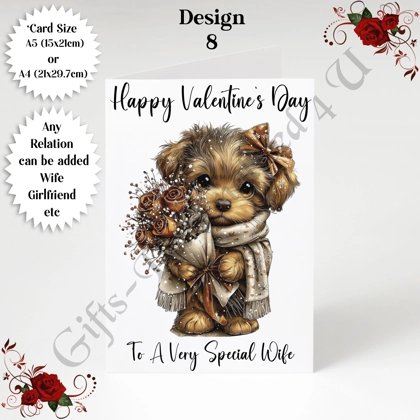 A5 or A4 Personalised Card - Happy Valentine's Day - Dog - Any Relation - D.8