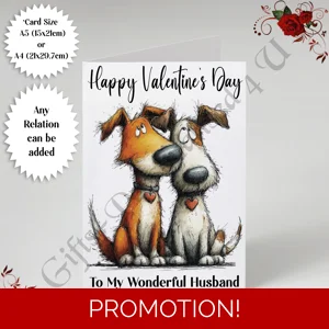 A5 or A4 Personalised Card - Happy Valentine's Day - Characters - Wife Husband etc - D.8