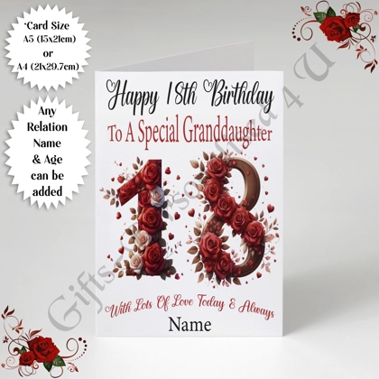 A5 or A4 Personalised Greeting Card - Flowers - Happy Birthday - Any relation / Age / Name - D.9