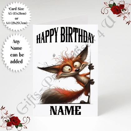 A5 or A4 Personalised Greeting Card - Happy Birthday - Humour - Quirky Peeking Animal - Name - D.9 A5 or A4 Personalised Greeting Card - Happy Birthday - Humour - Quirky Peeking Animal - Name - D.9
