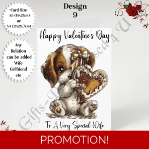 A5 or A4 Personalised Card - Happy Valentine's Day - Dog - Any Relation - D.9