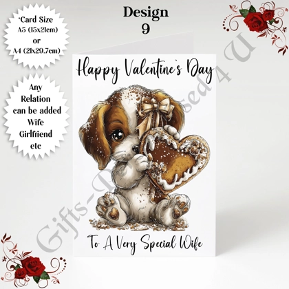 A5 or A4 Personalised Card - Happy Valentine's Day - Dog - Any Relation - D.9