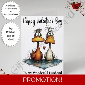 A5 or A4 Personalised Card - Happy Valentine's Day - Characters - Wife Husband etc - D.9