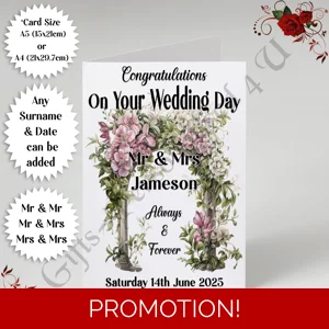 A5 or A4 Personalised Greeting Card - Wedding - Arch - Mr & Mr / Mr & Mrs / Mrs & Mrs - D.7