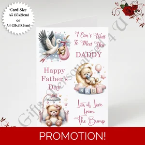 A5 or A4 Designed Greeting Card - Happy 1st Father's Day - Daddy To Be From The Bump - D.1