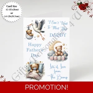 A5 or A4 Designed Greeting Card - Happy 1st Father's Day - Daddy To Be From The Bump - D.3