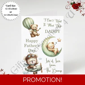 A5 or A4 Designed Greeting Card - Happy 1st Father's Day - Daddy To Be From The Bump - D.4